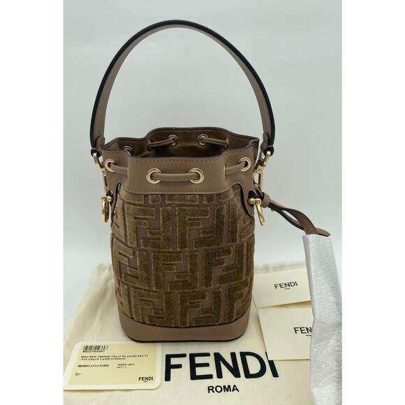 NEW FENDI MON TRESOR VELVET LEATHER BUCKET SHOULDER BAG PURSE AUTHENTIC! - Picture 4 of 11